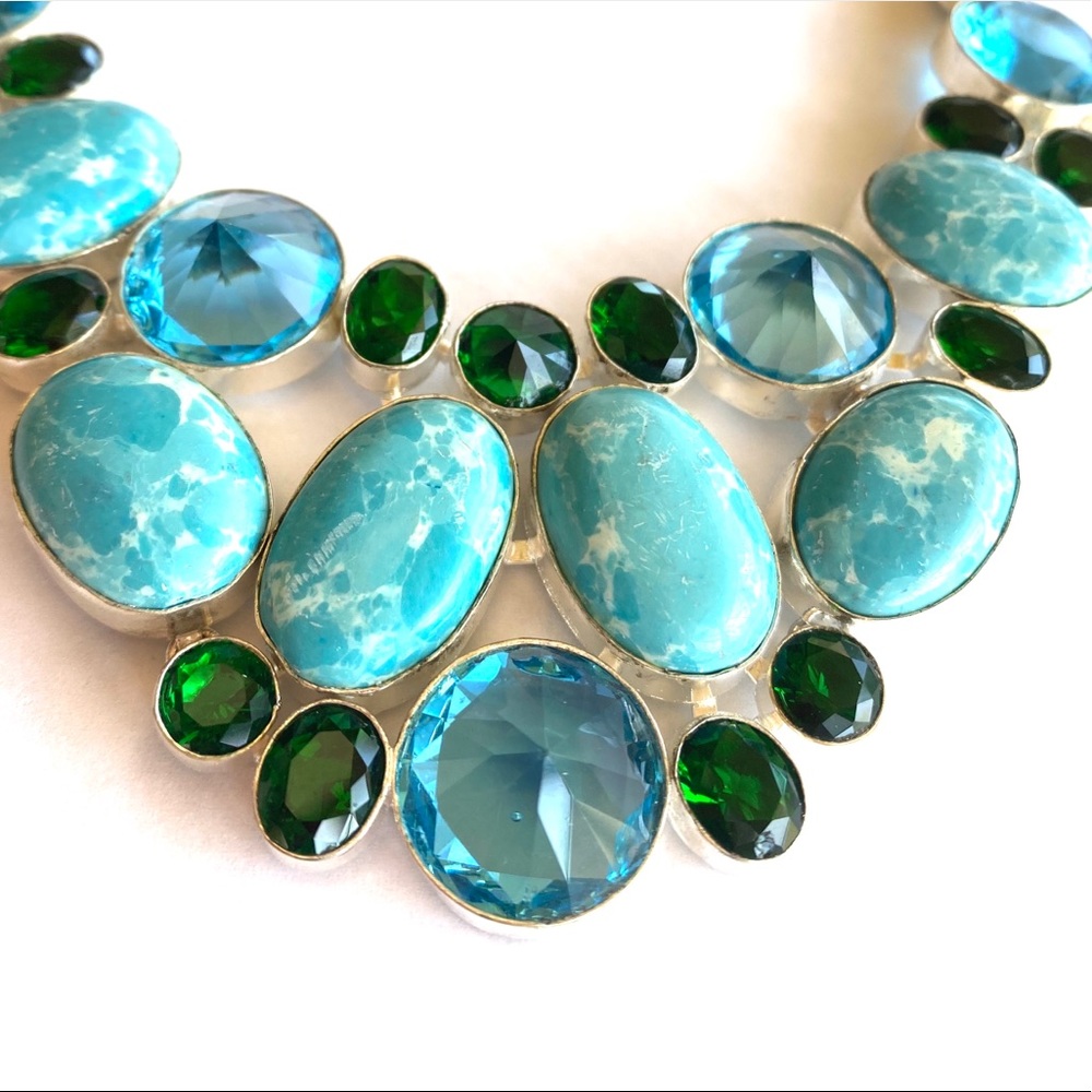 Turquoise, Aquamarine & Green Topaz Necklace
